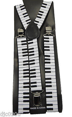 Unisex Men's Women's Music Musical Piano Keys Adjustable Suspenders-New in Pkg!