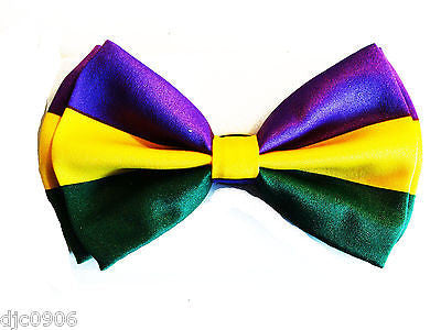 MARDI GRAS (PURPLE/YELLOW/GREEN) MULTI COLOR ADJUSTABLE BOWTIE BOW TIE-NEW!