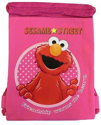 SESAME STREET ELMO FRIENDSHIP WARMS THE HEART PINK DRAWSTRING BAG BACKPACK-NEW