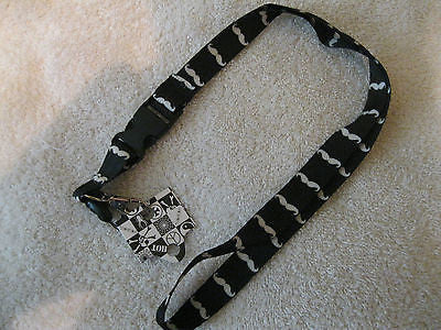 Black And White Mustaches 15" lanyard for ID Holder Mobile Device-New With Tags!