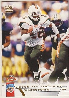 Clinton Portis RC 2002 Pacific Football Rookie Card#473-Broncos Rookie RB