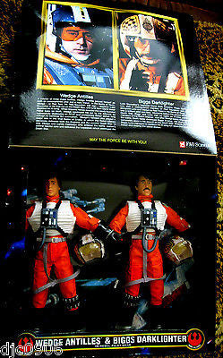 STAR WARS ACTION FIGURES WEDGE ANTILLES & BIGGS DARKLIGHTER 12" FIGURES-NEW!!!