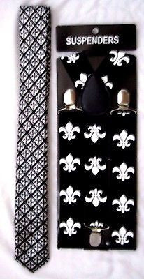 FLEUR DE LIS NEW ORLEANS SAINTS NeckTie & Wide Adjustable Y-Back Suspenders-New2