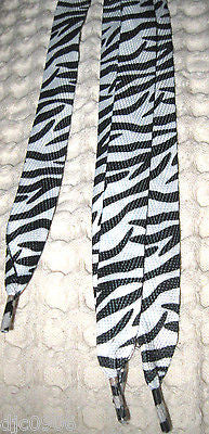 Premium Flat Rainbow Color Zebra Animal Safari Design Rockabilly Punk Shoe laces