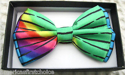 Kids Teens Rainbow Adjustable Bow Tie & Rainbow Glitter Suspenders Combo-New!