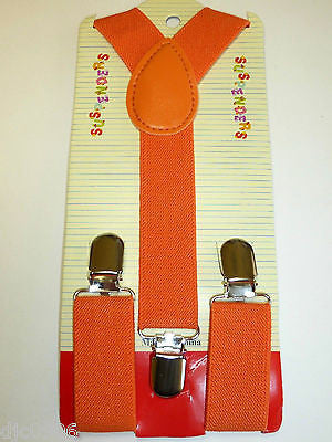 Solid Orange Kids Boys Girls Y-Style Back Adjustable suspenders-New in Package!