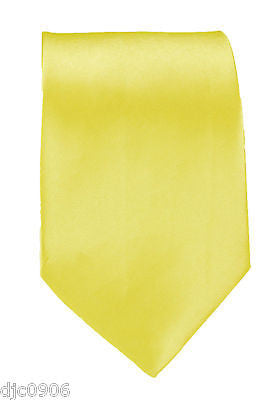 Unisex Bright Yellow Silk Feel Polyester Neck tie 56" L x 3" W-Yellow Tie-New