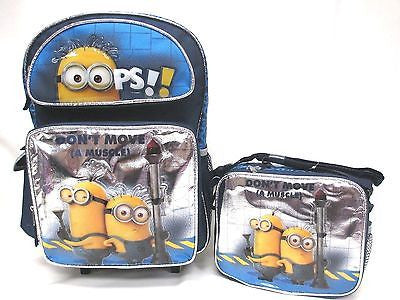 Despicable Me Minions 2 Jerry Stuart School 16" Rolling Backpack & Lunch Box