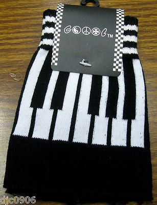 Black and White Musical Keyboard Beanie Ski Cap+Musical Keys Match Gloves -New!