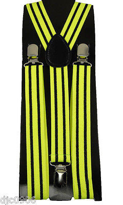 Goth Unisex Men's Women's Black White Diagonal Stripes Adjustable Suspenders-New