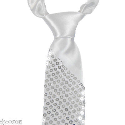 Unisex Goth Men's Neon Orange Sequin Wedding Fashion Neck tie 56" L x 3" W-New