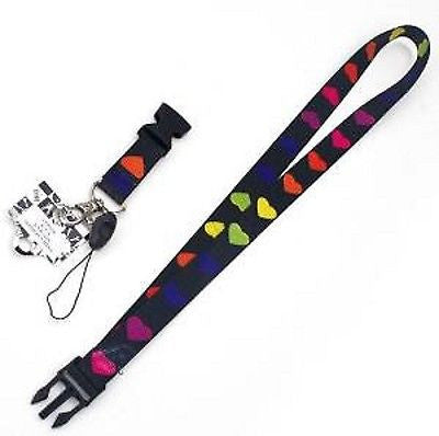 Multi Colored Hearts 15" lanyard ID Hold MP3 Holder-Hearts Lanyard-New w/Tags!