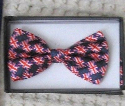 BRITISH/UK/UNITED KINGDOM/ENGLAND SMALL FLAGS ADJUSTABLE BOWTIE BOW TIE-NEW! V1