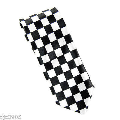 Unisex Blue and Black Checkered Checkers Diamonds Neck Tie 56" L x 2 1/2" W-New