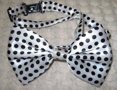 Kids Boys Girls Children Blue with White Polka Dots Adjustable Bow Tie-New!