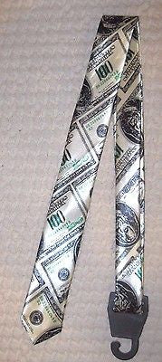 Benjamins $100 One Hundred Dollar Bills Green Unisex Men's Tie Necktie 57 Lx2"W