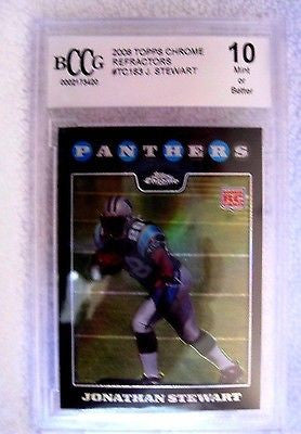 Jonathan Stewart RC 2008 Topps Chrome Rookie Refractor RC Graded BCCG10-Panthers