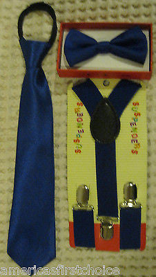 Unisex Burgundy Navy Blue Stripe Bow Tie & Burgundy Y-Back Adjustable Suspenders