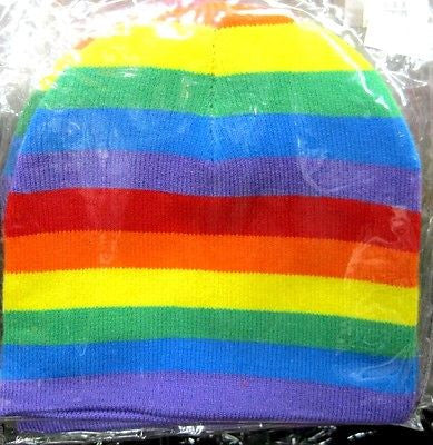 Rainbow Blue,Red,Yellow,Green,Purple Stripes Winter Knitted Skull Beanie Ski-New