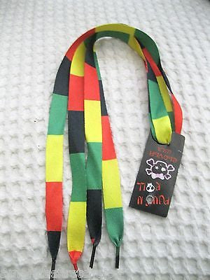 Premium Rainbow Stripes Multi-Clr Stars Rockabilly Punk Shoe laces Shoelaces-New