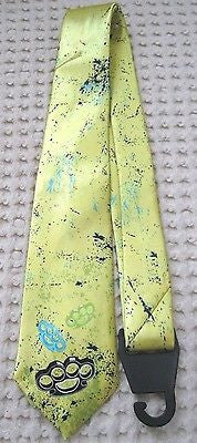 Unisex Yellow with Brass Knuckles Silk Feel Polyester Neck tie 56" L x 3" W-New