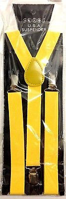 Gold Mustard Yellow Y-Shape Back Adjustable Suspenders-Yellow suspenders-New