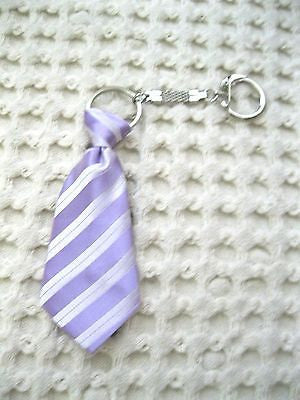 Purple Lavender Strip Stripped Necktie 7" Keychain-Neck tie Keychain-Brand New