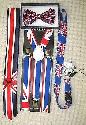 UK British Flag Y-Back Suspenders,UK Lanyard,UK Neck Tie & UK British Bow Tie-13