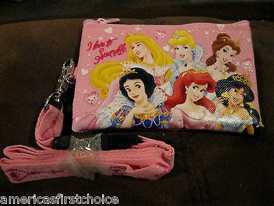 DISNEY PRINCESS I LOVE TO SPARKLE DETACHABLE COIN POUCH/WALLET & LANYARD-NEW!