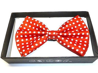 UNISEX ADULT KID TUXEDO RED WITH WHITE POLKA DOT ADJUSTABLE STRAP BOW TIE-NEW!