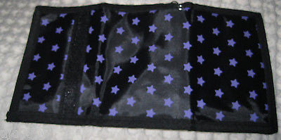 Black and PURPLE STARS Wallet Unisex Men's 4.5" x 3" W-New in Package!