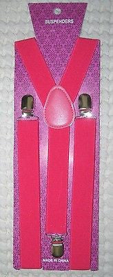 Unisex HOT PINK  Adjustable Y-Style Back suspenders-New!SOLID PINK  SUSPENDERS