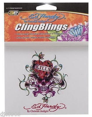 ClingBlings Ed Hardy by Christian Audigier Koi Fish in Water&Ed Harley Name-New