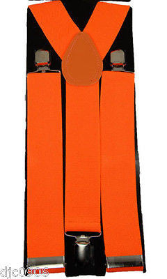 Thick 1 1/2" Bright Orange Neon Orange Y-Style Back suspenders-New in Package!