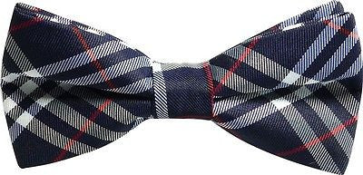 BLACK BLUE RED PLAID TUXEDO ADJUSTABLE  BOW TIE BOWTIE-NEW!PLAID BOW TIE