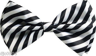 BLACK AND WHITE SWIRL STRIPED ADJUSTABLE BOWTIE BOW TIE-NEW GIFT BOX!
