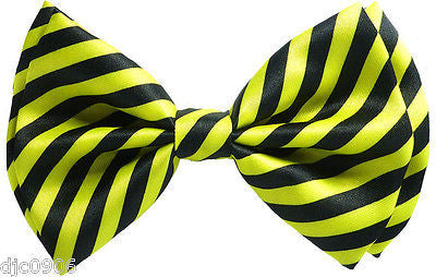 BLACK AND YELLOW SWIRLS STRIPED ADJUSTABLE  BOW TIE-NEW GIFT BOX!YELLOW BOW TIE