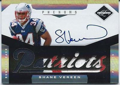 SHANE VEREEN RC 2011 PANINI LIMITED 3-COLOR PATRIOTS PATCH AND ROOKIE AUTO#/299