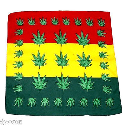 Rasta Red Yellow Green MJ Marijuana Bandanna Double Side Face Mask Head Wrap Scarf Wristband