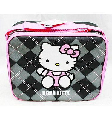 Hello Kitty Gray Gargoyle checkered Insulated Lunch Bag by Sanario-New withTags!