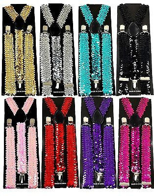 GOLD Sequin Y-Shape Back Adjustable Suspenders Unisex,Men,Women-New in Package