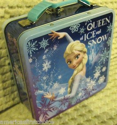 Disney Frozen Anna and Elsa Designer Tin Bucket Handle Purse Carrying Case-New!