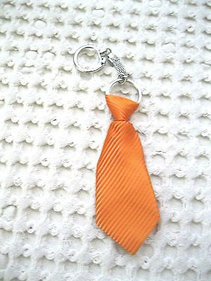 Orange Strip Stripped Necktie 7" Keychain -Orange Neck tie Keychain-Brand New!