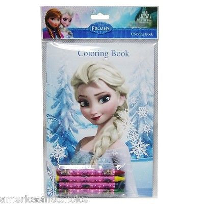 Disney Frozen (4 different designs) Anna&Elsa Blue Coloring Book & Crayons-New-