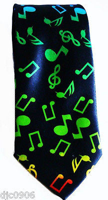 Multi Color Musical Symbols & Notes Unisex Men's Tie Necktie 56" Lx 2 " Wide-V2