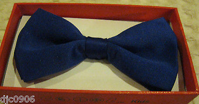 Blue  Kid's Boys Girls Y-Style Back Adjustable Bow Tie & White Kid suspenders-