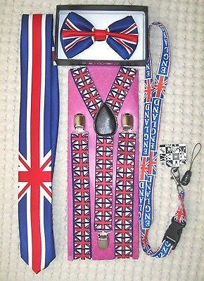 UK British Flag Y-Back Suspenders,UK Lanyard,UK Neck Tie & UK British Bow Tie-25