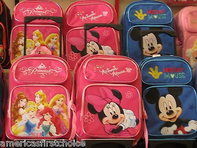 DISNEY PRINCESS & FRIENDS 16" ROLLING BACKPACK! PRINCESS PINK  BACK PACK-NEW!