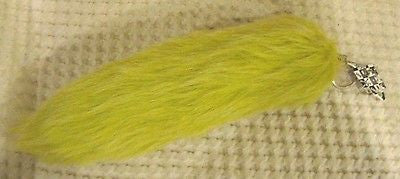 SOLID YELLOW  FAUX FOXTAIL KEYCHAIN RING PURSE TASSLE BELT CLIP 10"-14"-NEW!