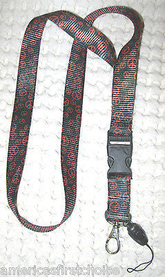 Black White Gray Gargoyle Diamonds Design 15" lanyard ID Holder + Mobile Devices